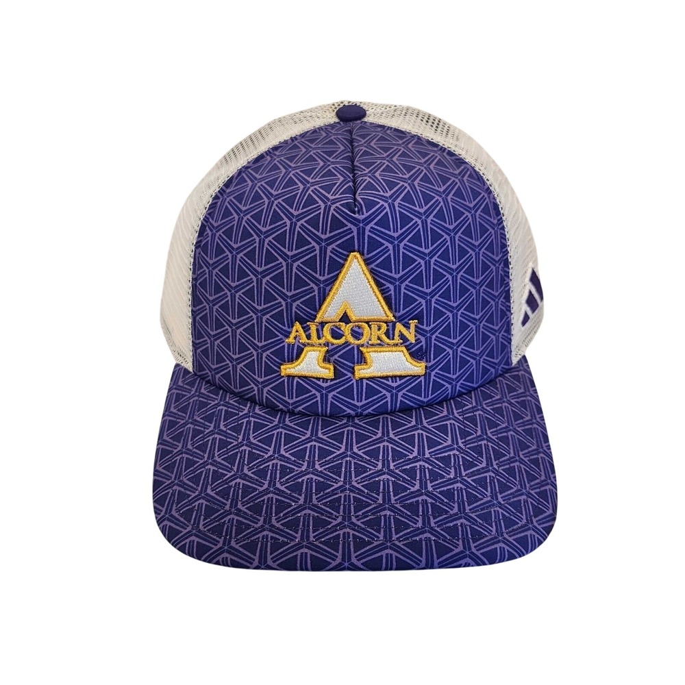 Adidas Alcorn State Braves Adjustable Trucker Snapback Hat Cap Purple White NWT